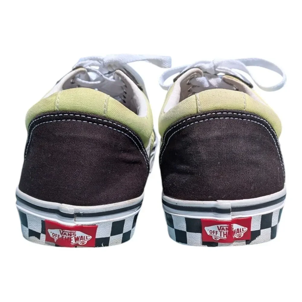 Vans Ward Skate Shoes Lime Green Black Checkerboard Midsole Low Top Men's 12